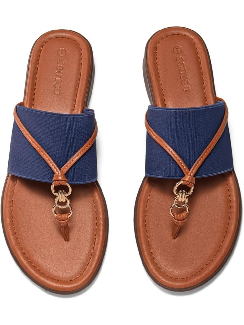 Women's Navy Summer Comfortable Flip Flops Slip on Stretch Slippers Flats Shoes
